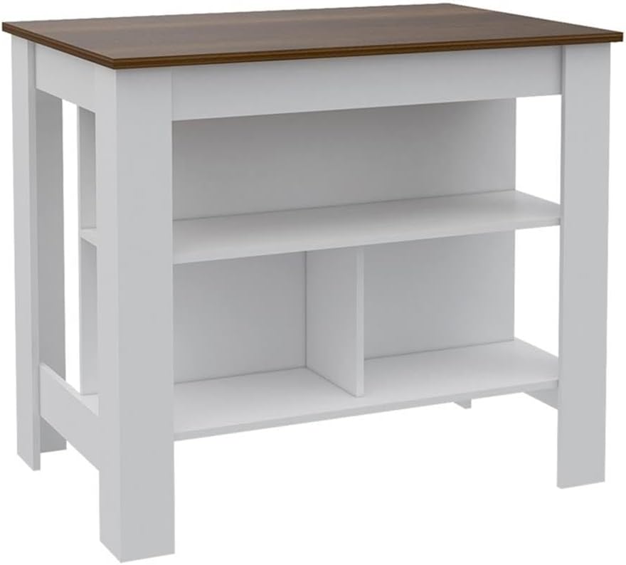 White Walnut Modern Kitchen Island Storage Cabinet