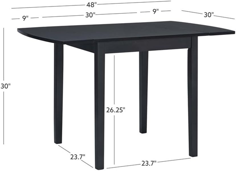 Black Square Drop Leaf Dining Table