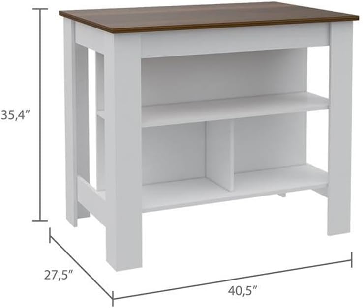 White Walnut Modern Kitchen Island Storage Cabinet