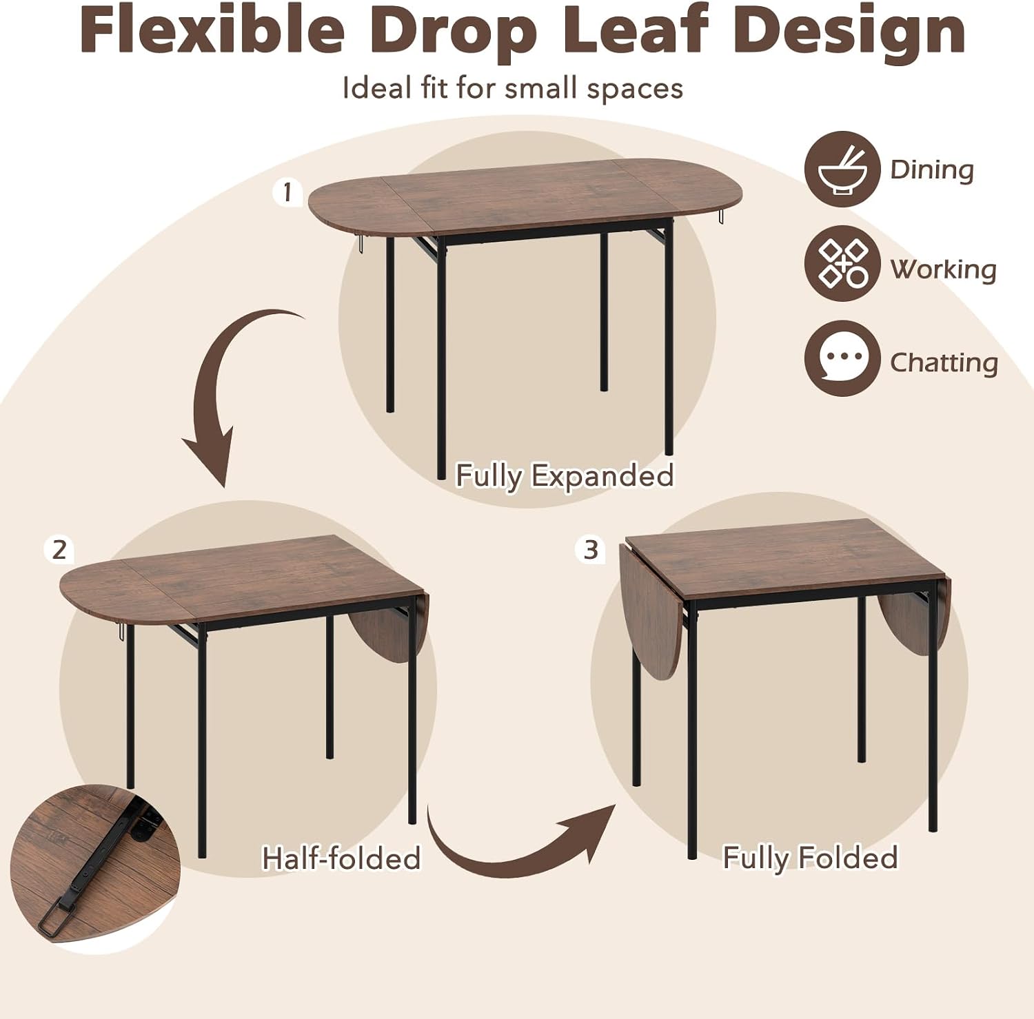 Rustic Brown 3pc Extendable Dining Set