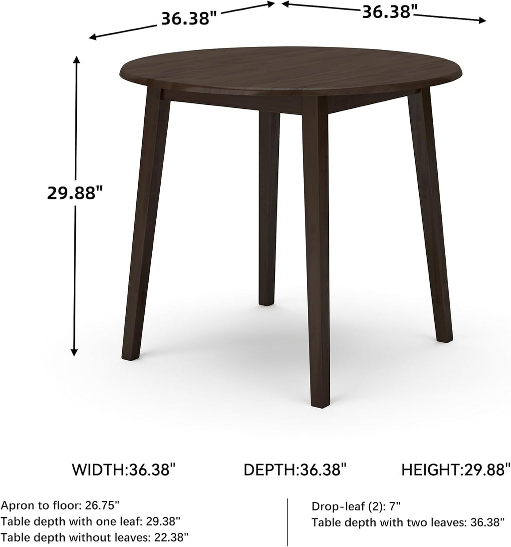 Dark Brown Round Drop Leaf Table