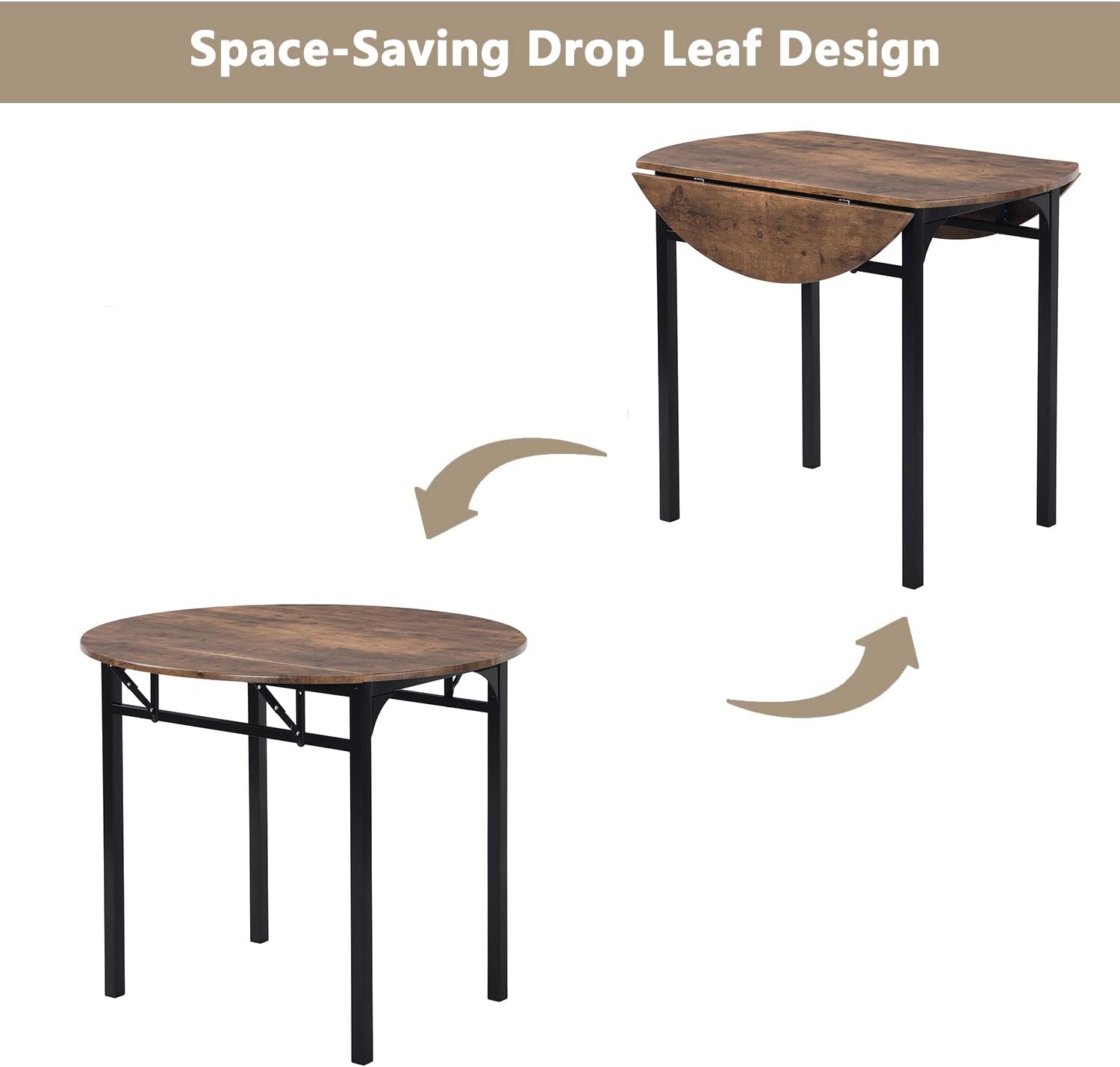 Rustic Brown 3pc Foldable Dining Set