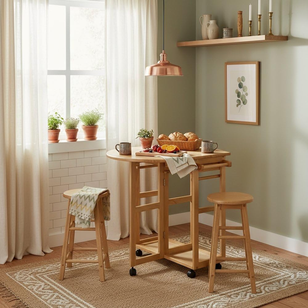 3pc Brown Drop Leaf Dining Set