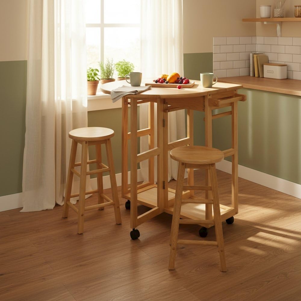 3pc Brown Drop Leaf Dining Set