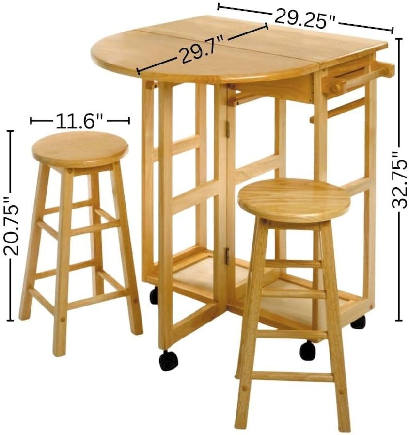 3pc Brown Drop Leaf Dining Set