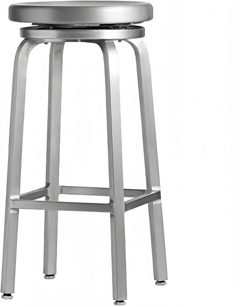 26" Industrial Metal Swivel Round Seat Backless Bar Stool