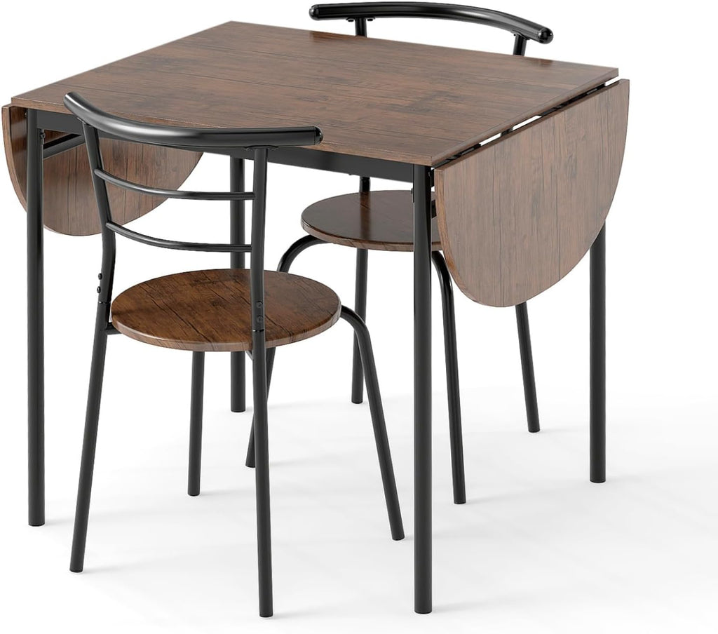Metal Frame 3pc Drop Leaf Dining Set
