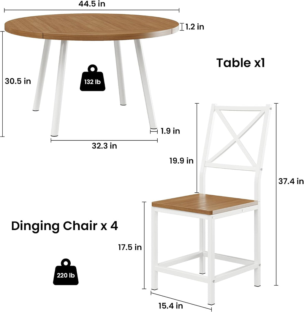 Natural Wood Extendable Round Dining Set