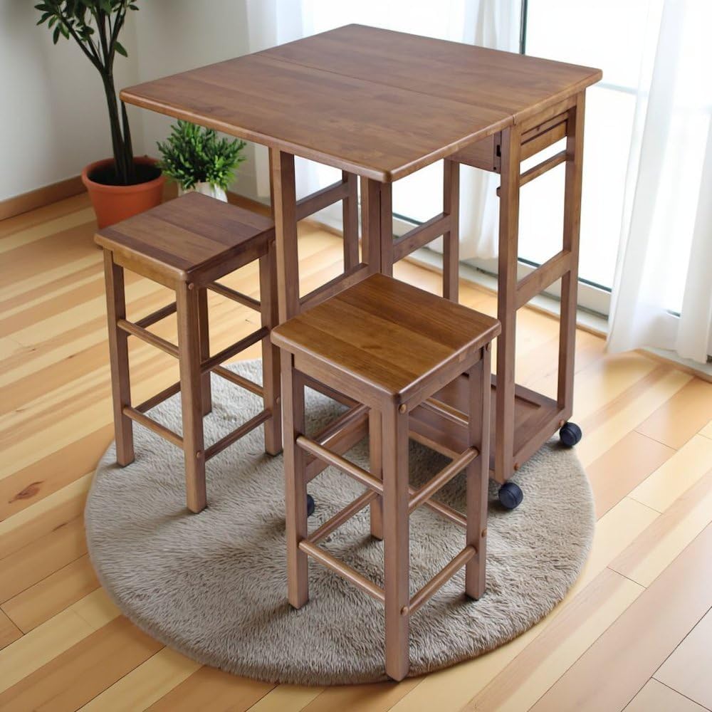 Teak Foldable Drop Leaf Dining Set