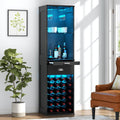 65" Black LED Wine Coffee Bar Cabinet