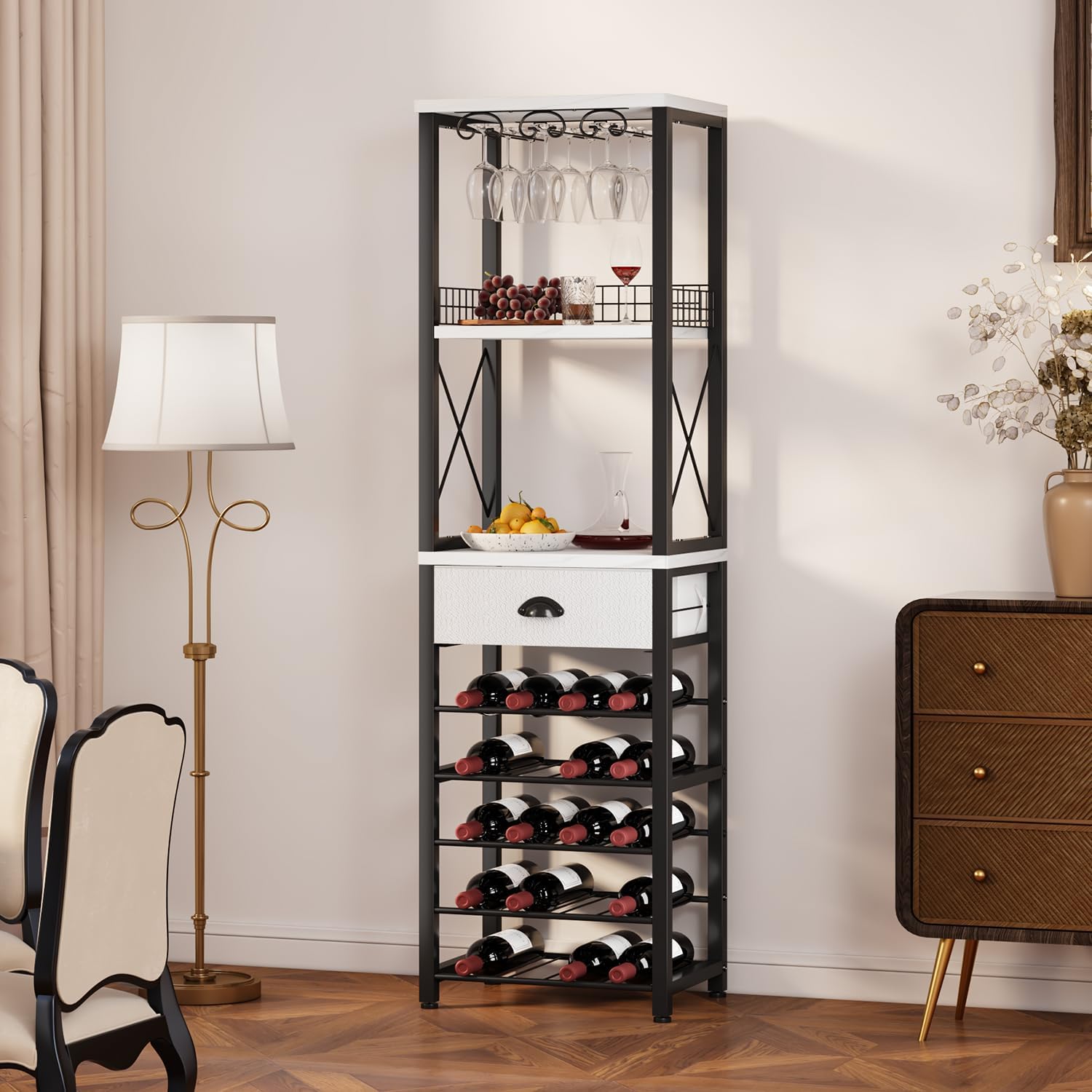 4-Tier Freestanding Wine Liquor Bar Cabinet
