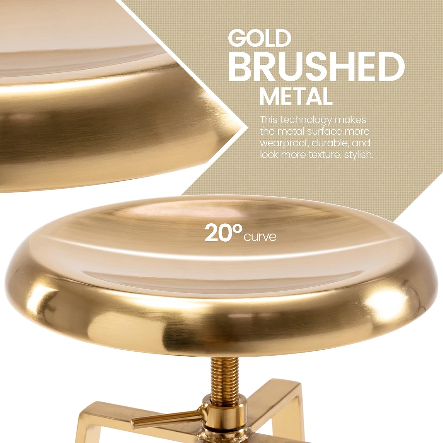 Gold Adjustable Swivel Metal Bar Stools Set of 2