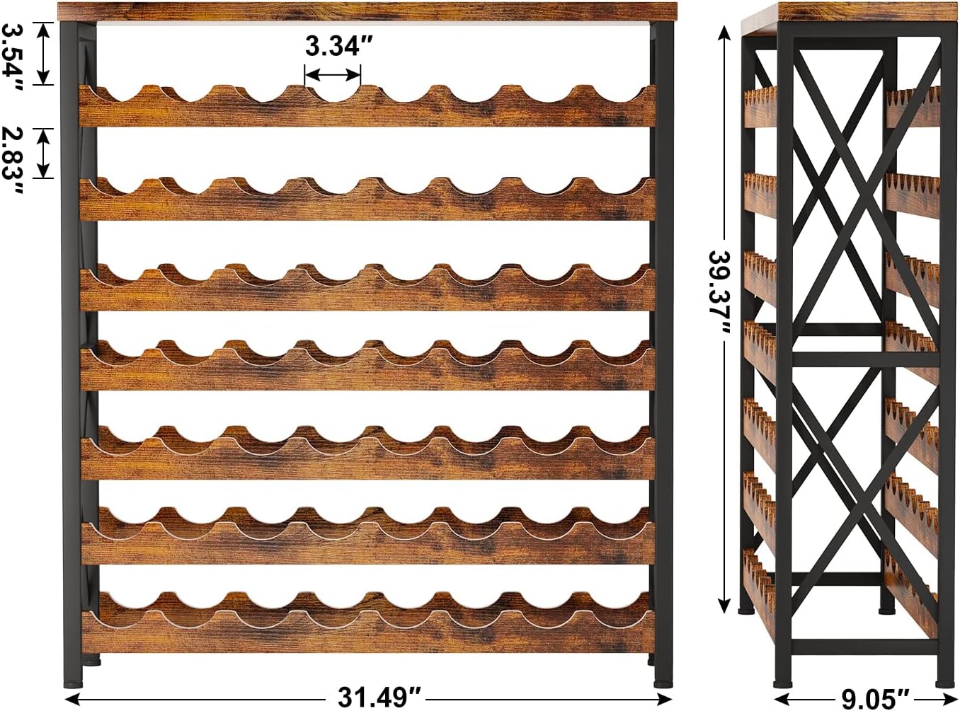 56 Bottle Freestanding Stackable Wood Wine Rack