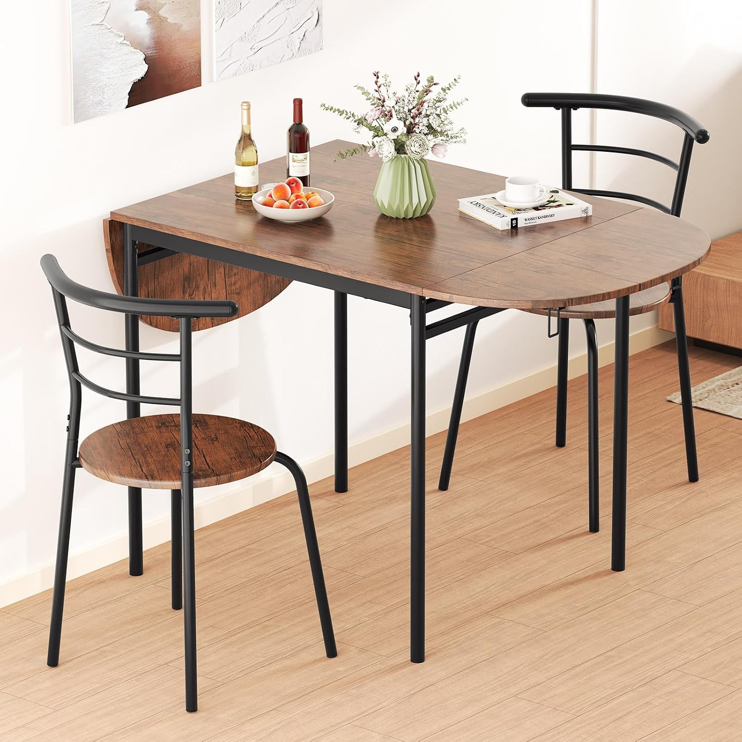 Rustic Brown 3pc Extendable Dining Set