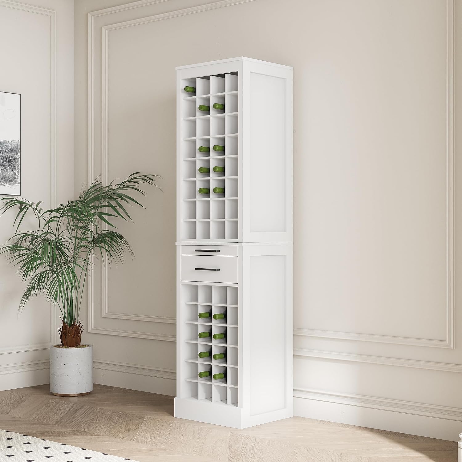 35" White Farmhouse Wine Storage Sideboard