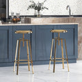 Gold Adjustable Swivel Metal Bar Stools Set of 2