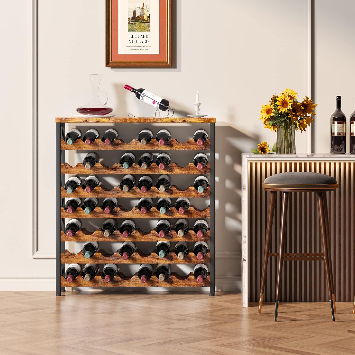 56 Bottle Freestanding Stackable Wood Wine Rack