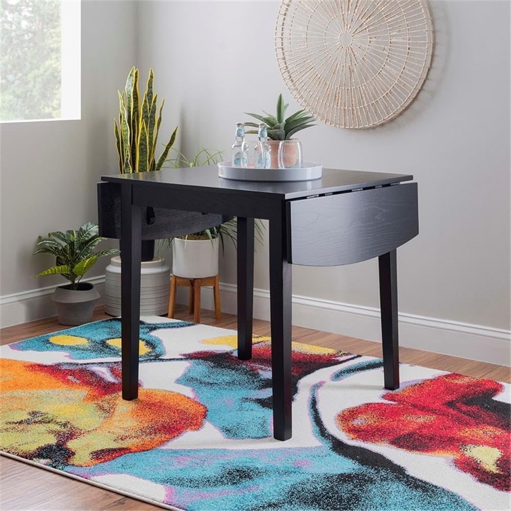 Black Square Drop Leaf Dining Table
