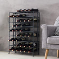 Gray Metal 54 Bottle Freestanding Wine Rack