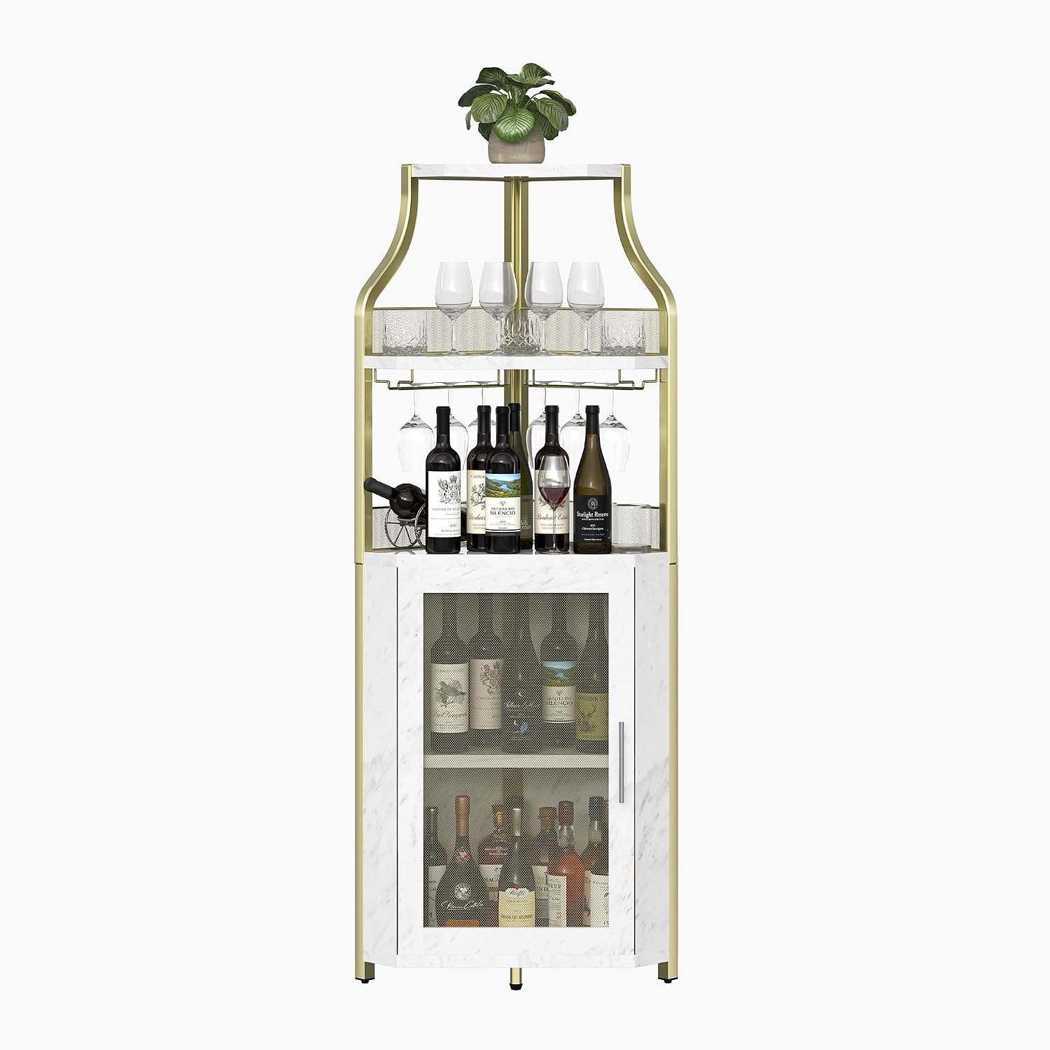 Gold Industrial Barn Door Corner Wine Cabinet