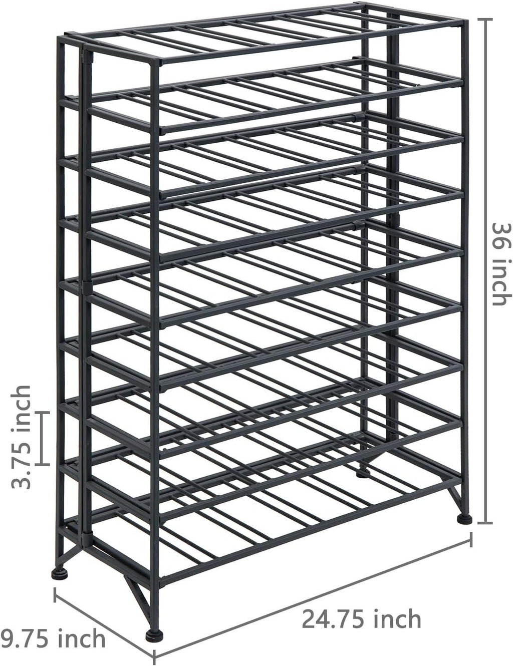 Gray Metal 54 Bottle Freestanding Wine Rack