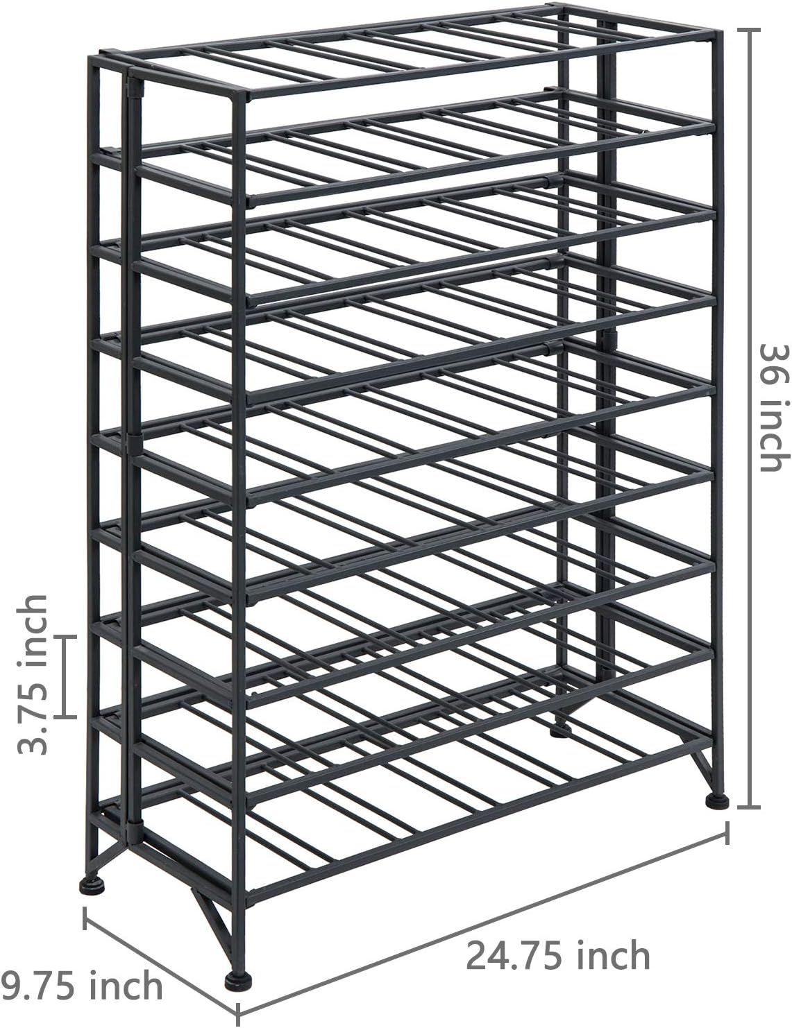 Gray Metal 54 Bottle Freestanding Wine Rack