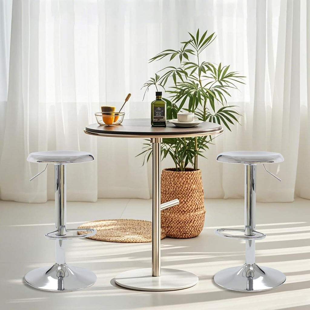 Chrome Adjustable Swivel Backless Bar Stools Set of 2