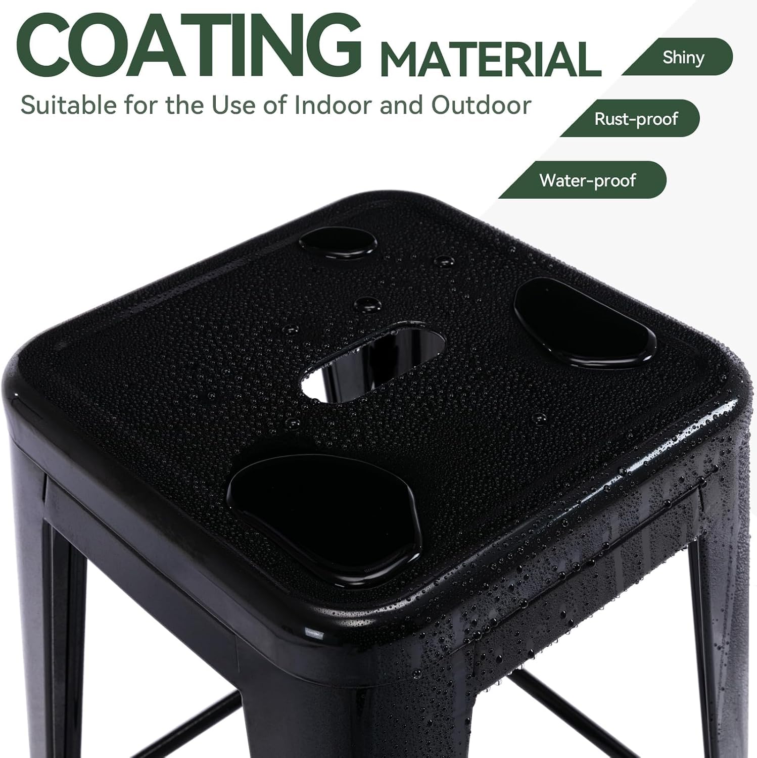 24" Black Metal Backless Bar Stools Set of 4