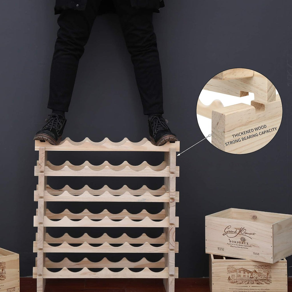 Natural Wood 60 Bottle Stackable Wine Rack