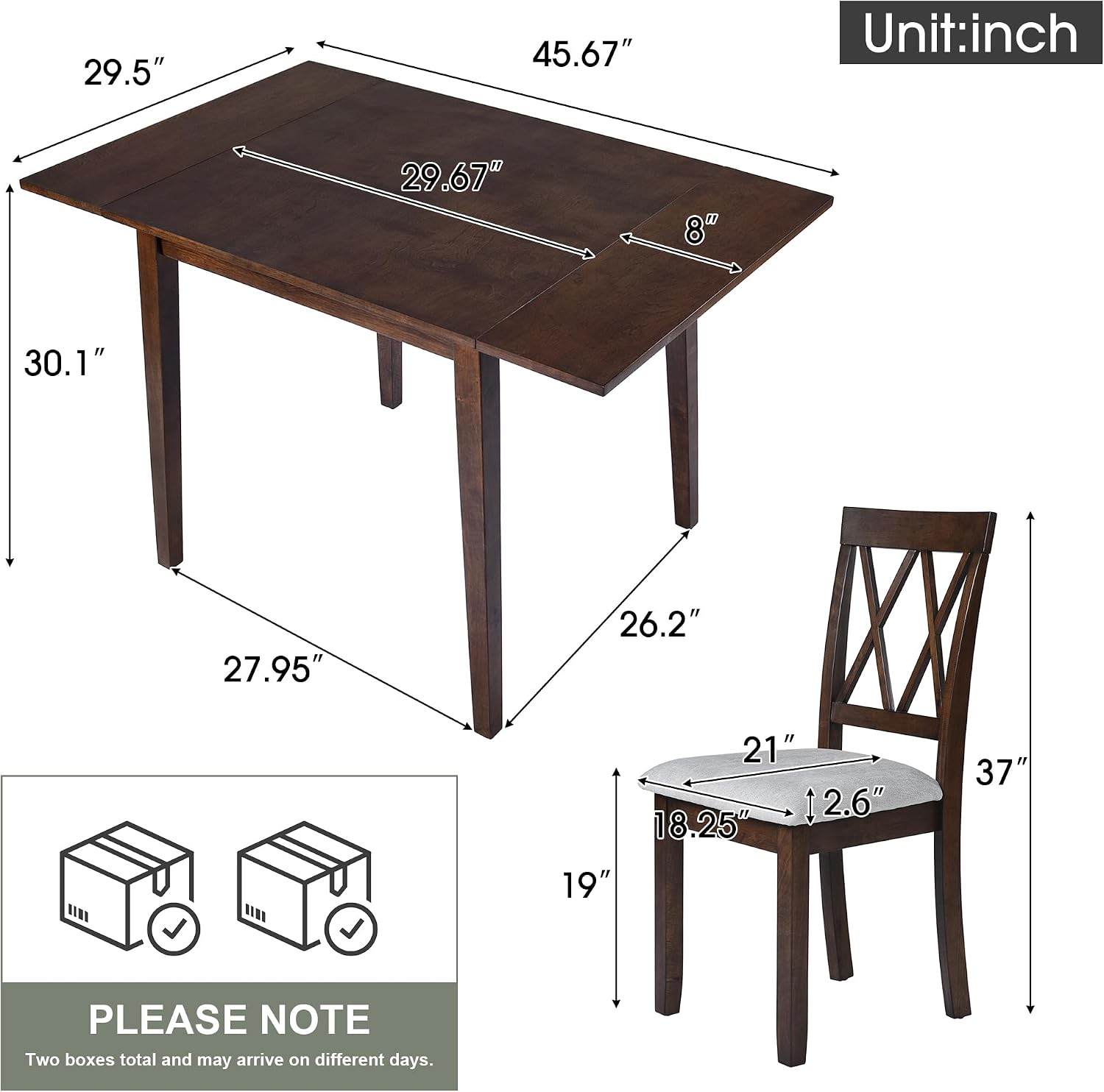 Brown 3pc Drop Leaf Dining Set