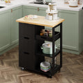 Wood Top Rolling Kitchen Island Storage Cart