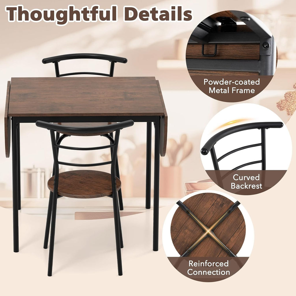 Rustic Brown 3pc Extendable Dining Set