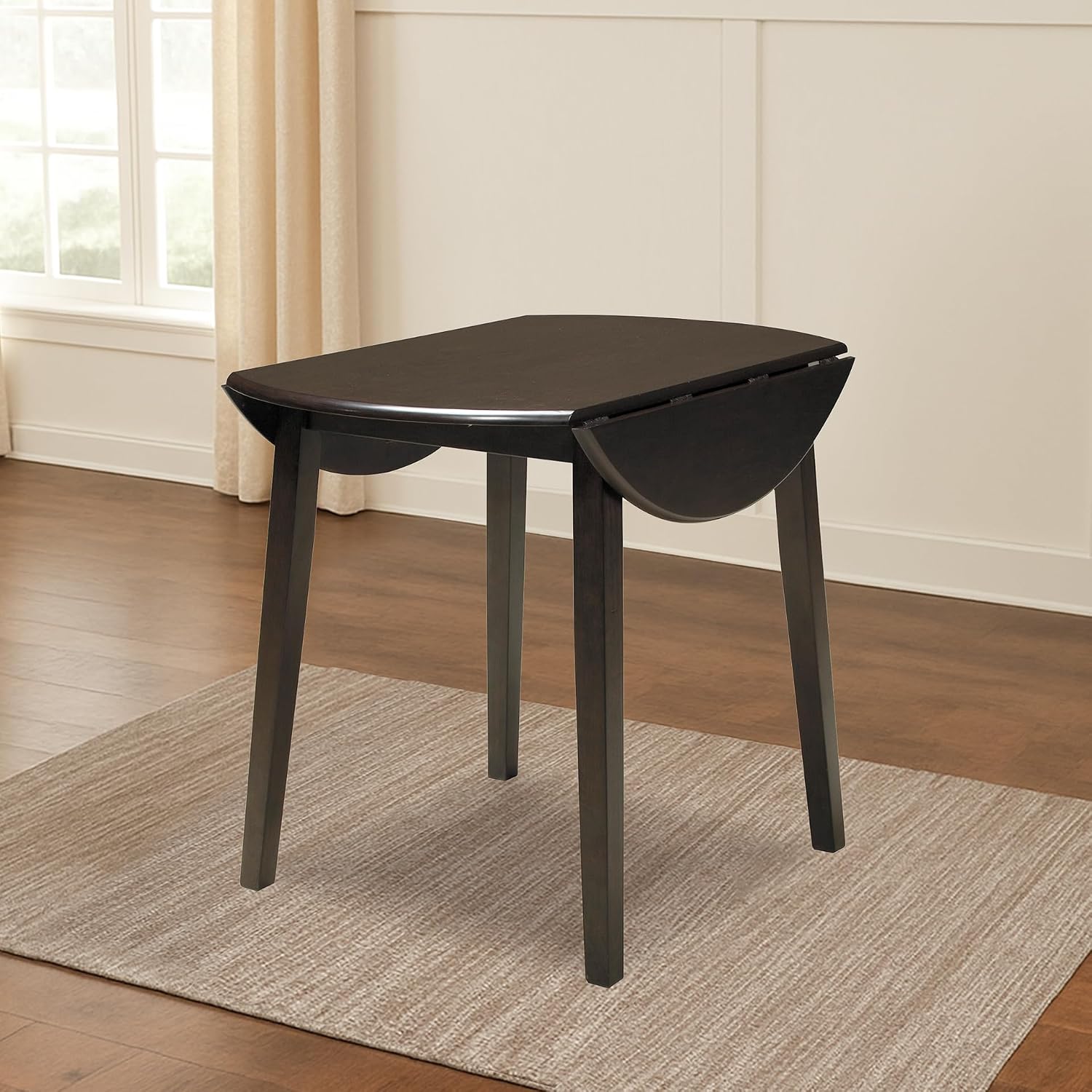 Dark Brown Round Drop Leaf Table