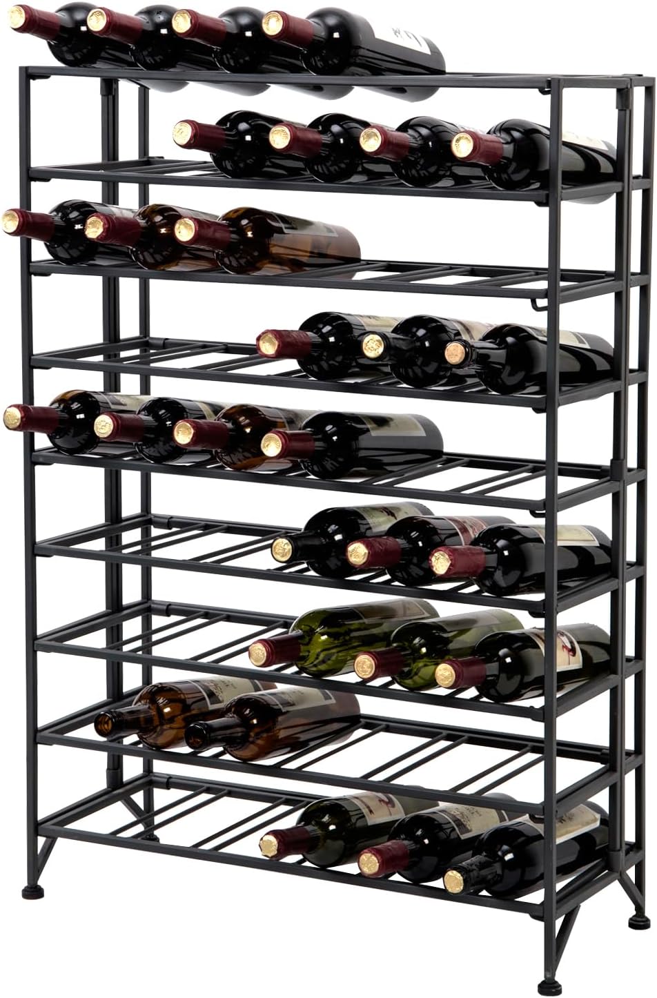 Gray Metal 54 Bottle Freestanding Wine Rack