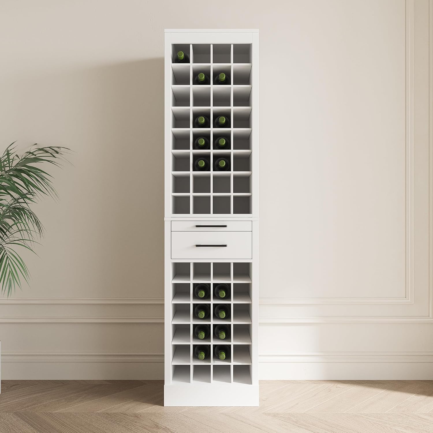 35" White Farmhouse Wine Storage Sideboard
