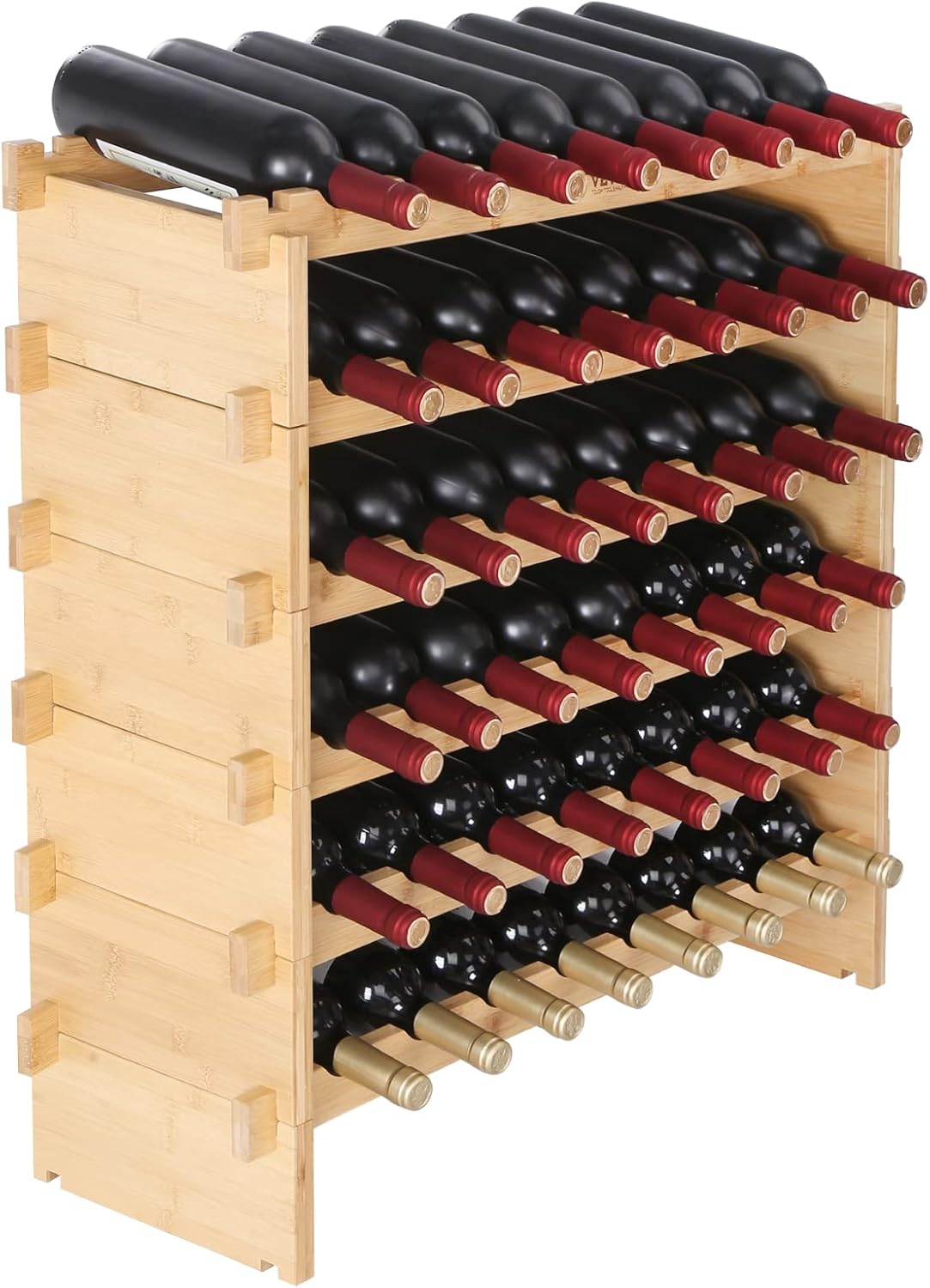 Natural Bamboo 48 Bottle Stackable Wine Rack