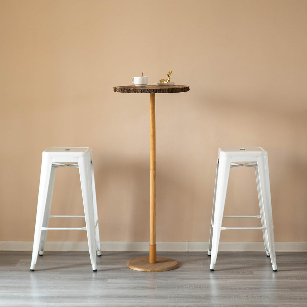 30" White Stackable Backless Metal Bar Stool