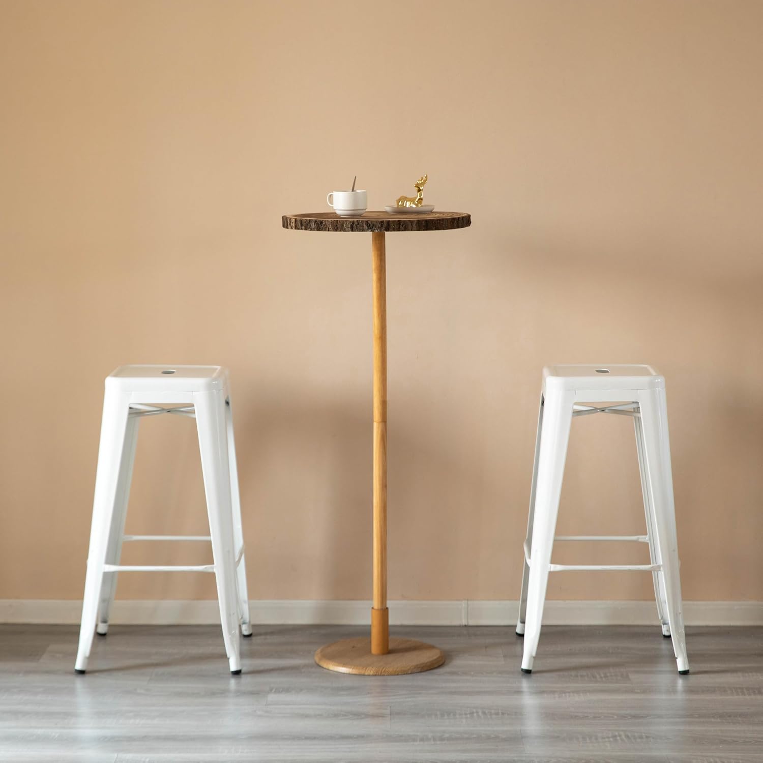 30" White Stackable Backless Metal Bar Stool