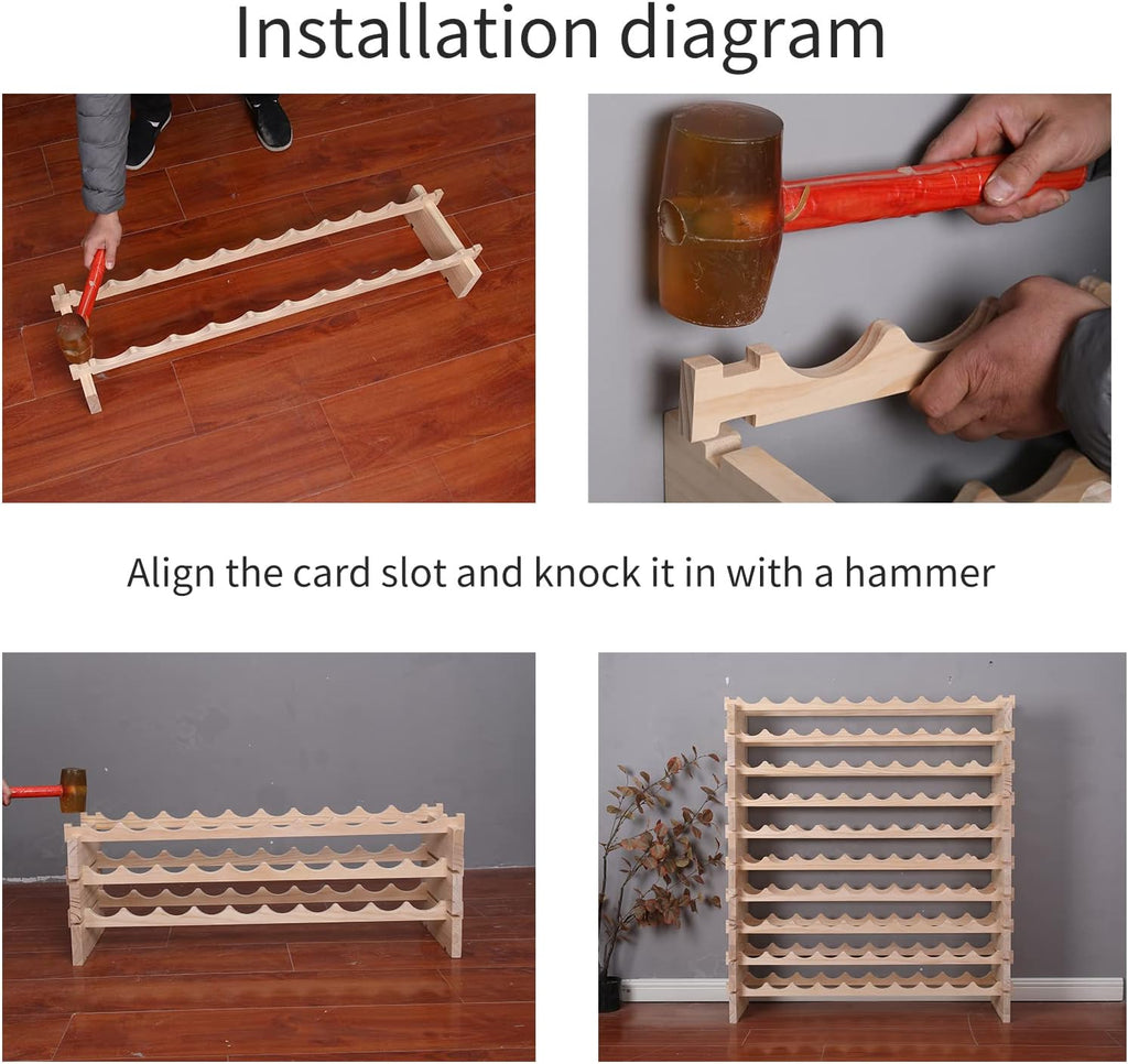 Natural Wood 60 Bottle Stackable Wine Rack