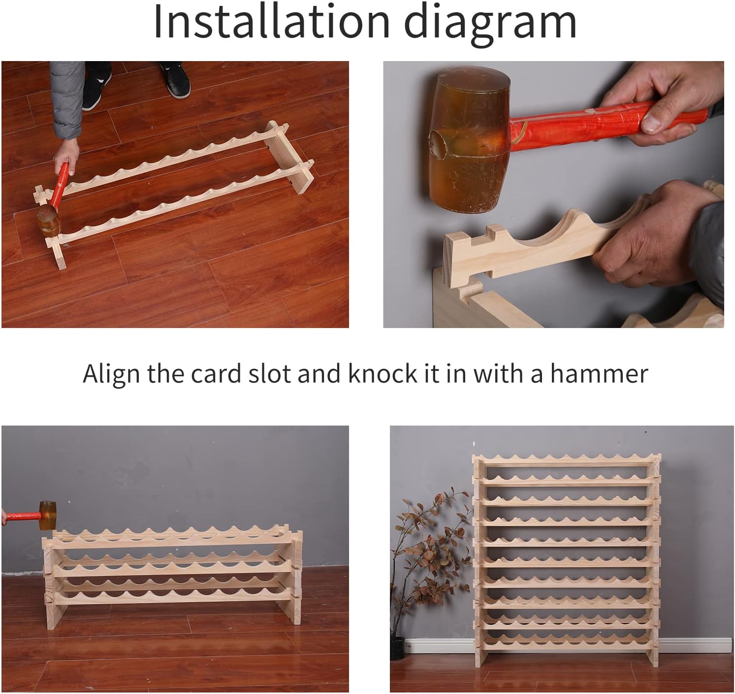 Natural Wood 60 Bottle Stackable Wine Rack