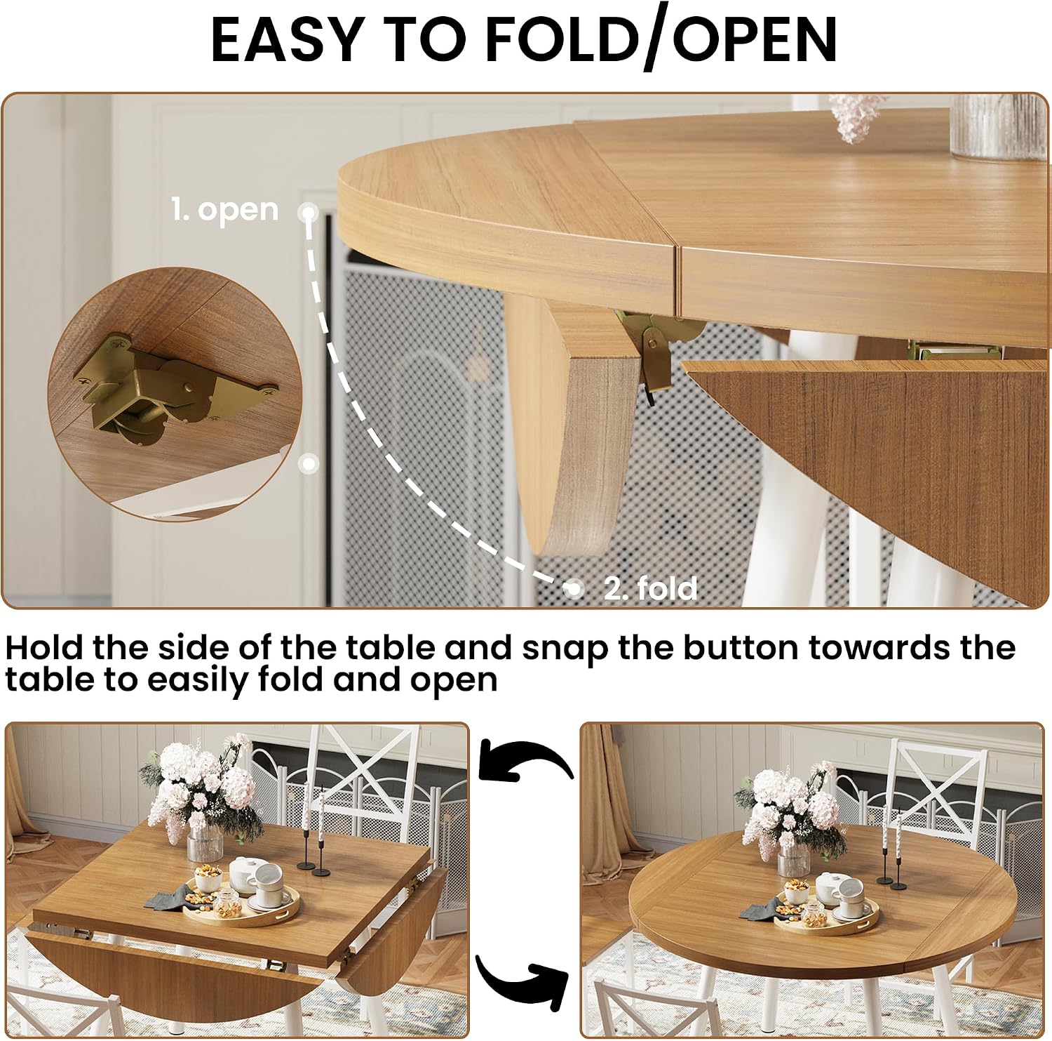 Natural Wood Extendable Round Dining Set