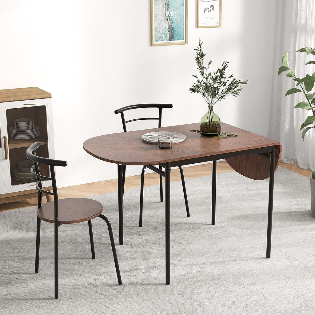 Metal Frame 3pc Drop Leaf Dining Set