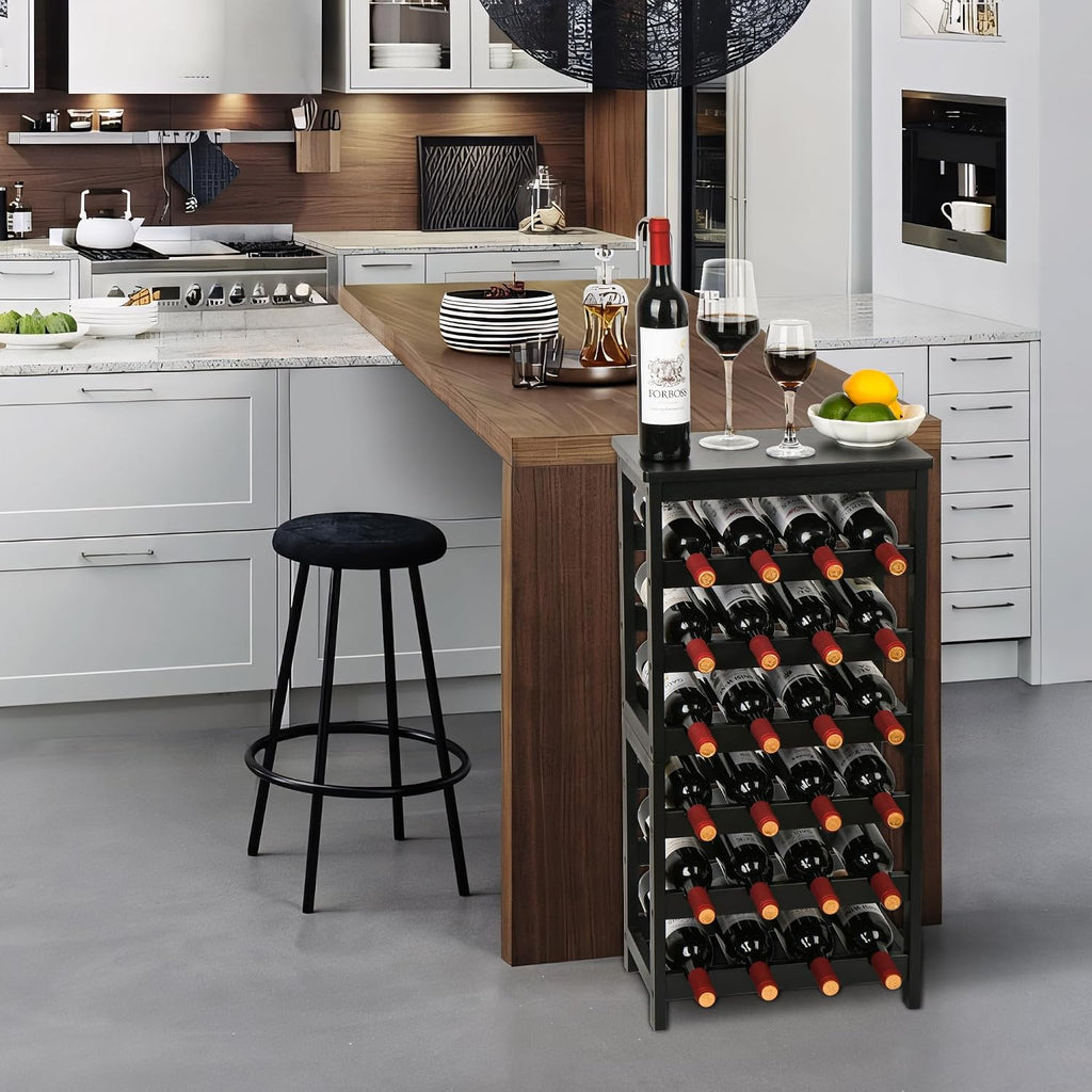Black Bamboo 24 Bottle Freestanding Wine Rack