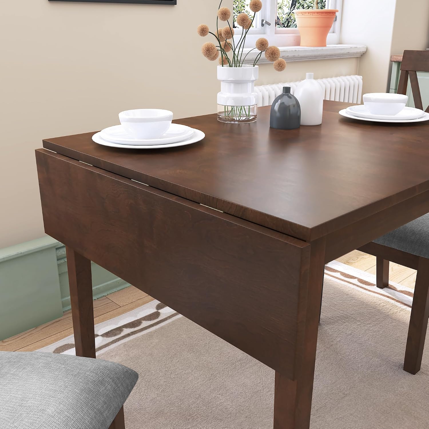 Brown 3pc Drop Leaf Dining Set