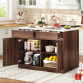 47.2" Walnut Faux Marble Kitchen Island