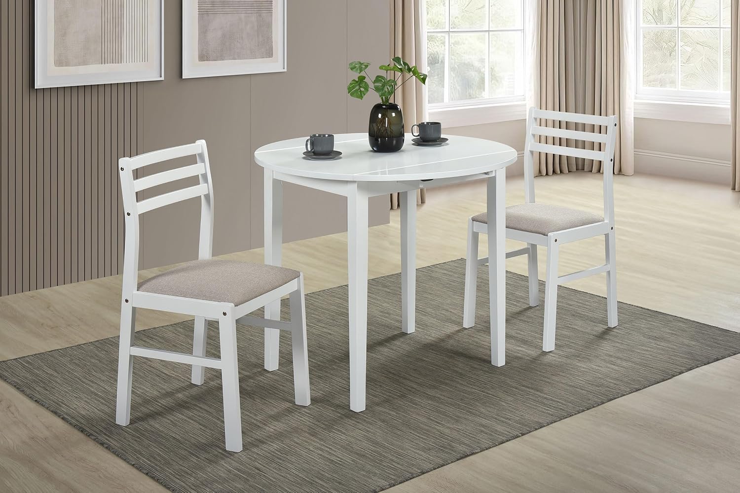 White 3pc Extendable Dining Set