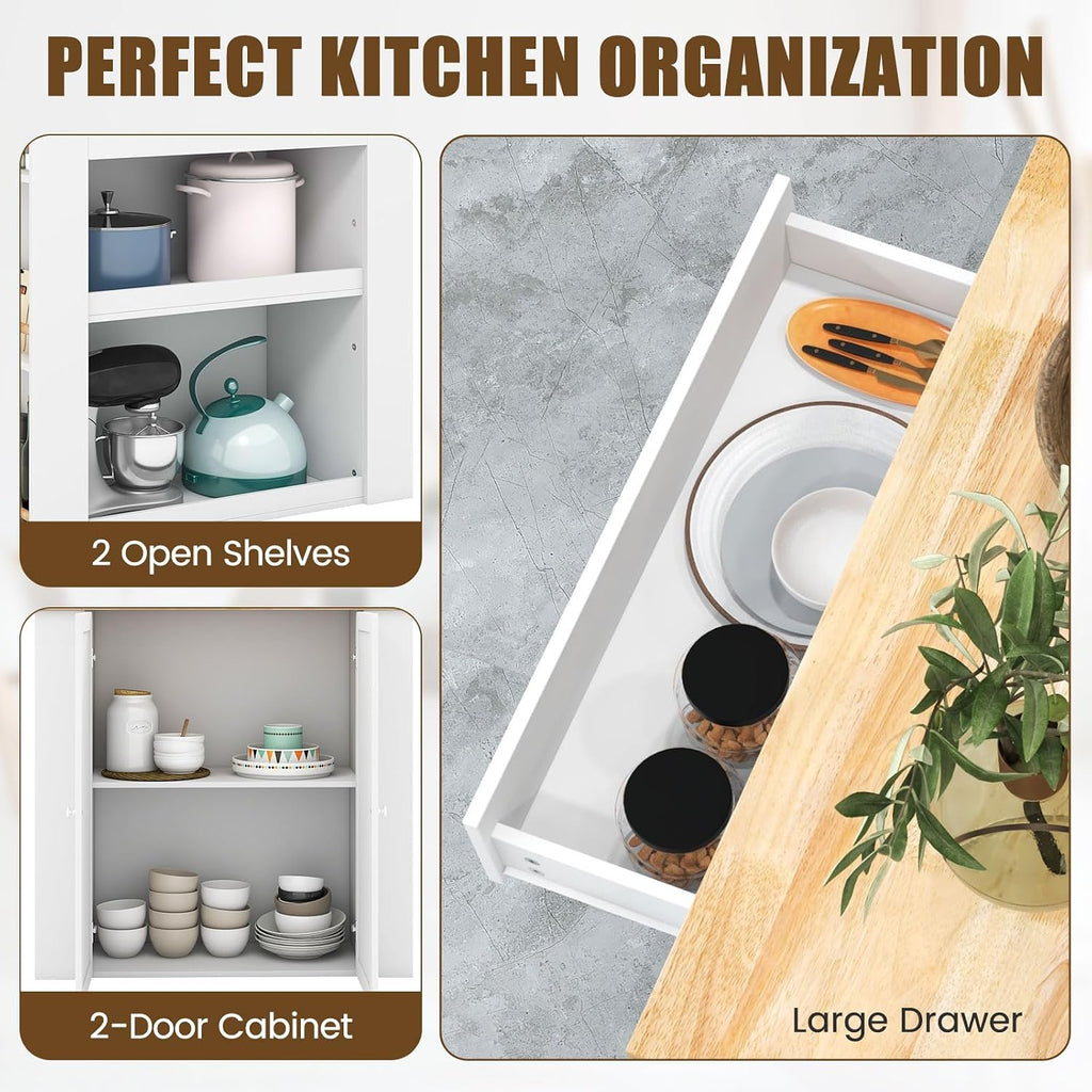 Rubberwood Top Storage Kitchen Island Cabinet