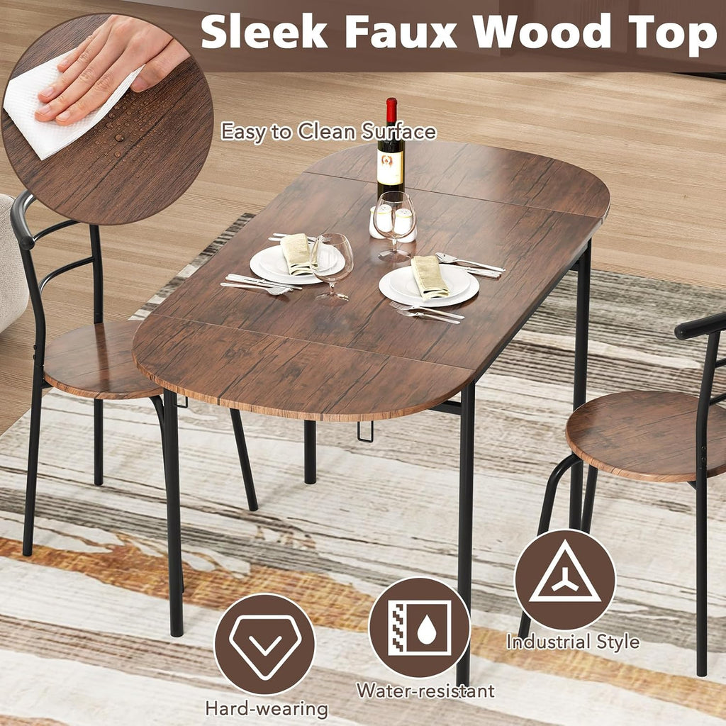 Rustic Brown 3pc Extendable Dining Set