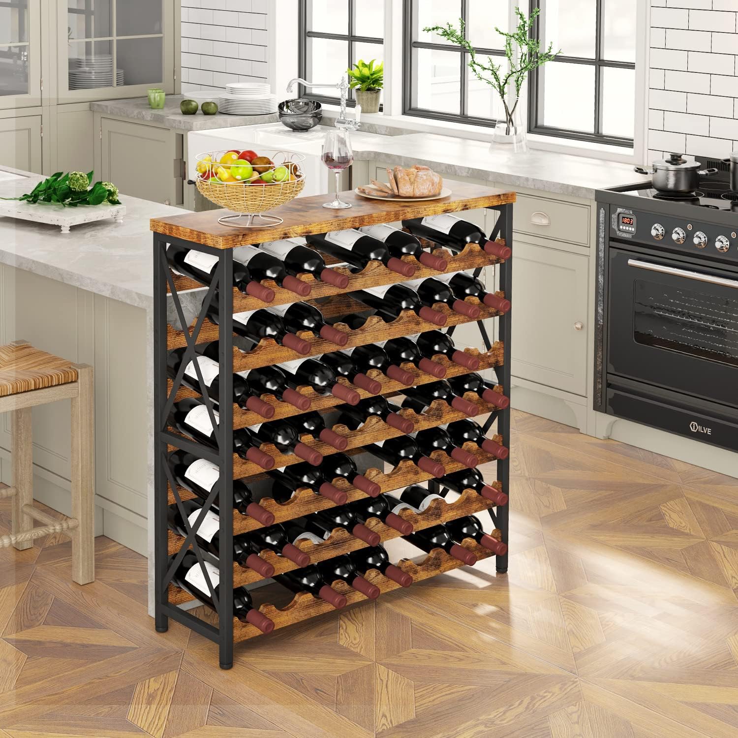 56 Bottle Freestanding Stackable Wood Wine Rack