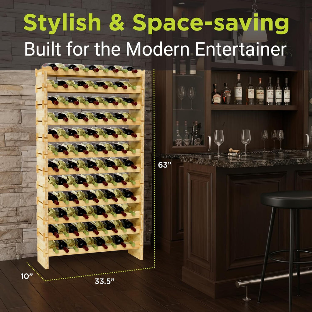 Natural Bamboo 108 Bottle Stackable Wine Rack